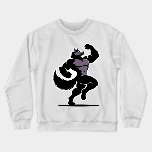 Simple Muscular Werewolf Silhouette Anthro Art Crewneck Sweatshirt by Blue Bull Bazaar